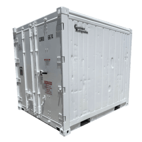 10' Mini Three Phase Refrigerated Shipping Container front diagonal
