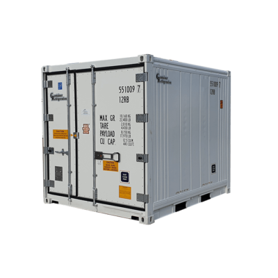 10' Mini Three Phase Refrigerated Container diagonal front view