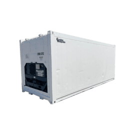 20ft 3 phase container with open personnel door installed into side rear diagonal view