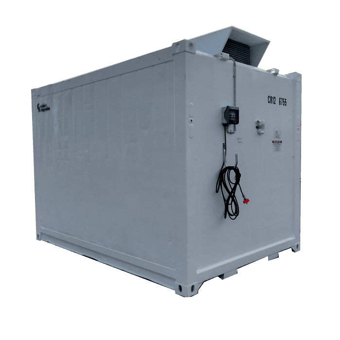 12' Mini Single Phase Refrigerated Container diagonal rear view