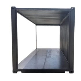 dry 20ft container with cut out walls down the middle view
