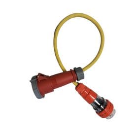 32Amp 3 Phase Adaptor, International Shipping Adaptor (Socket), 1m Cable to AUS 4pin 32 Amp Male Plug