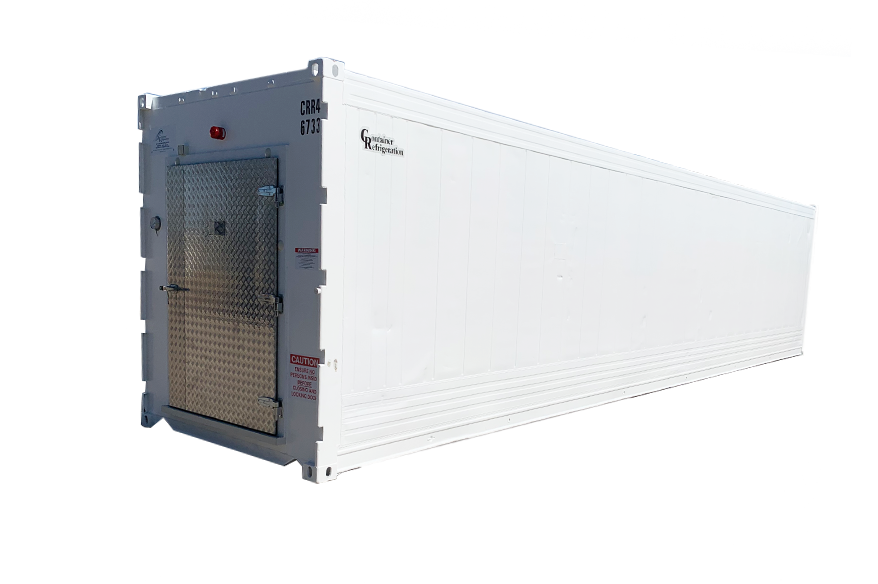 refrigerated container pallet wide door with emergency stop system installed with siren