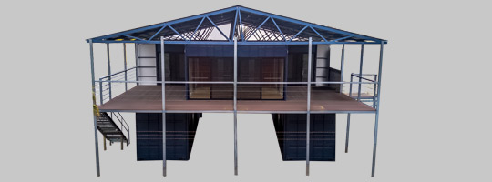 house made from multiple shipping containers