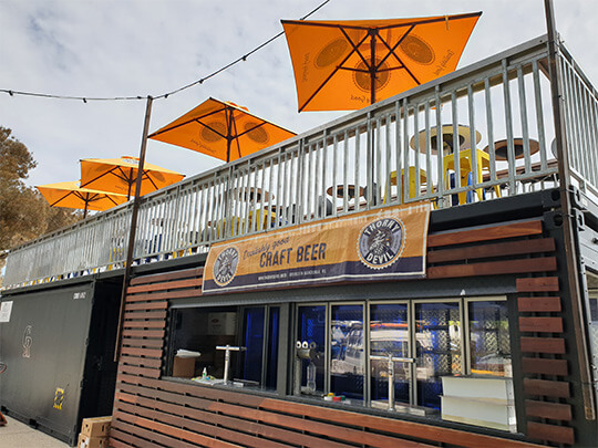 portable container bar hire set up