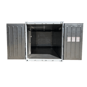 20ft 3 phase container with personnel door installed into right hand side interior view