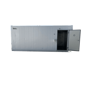 20ft 3 phase container with open personnel door installed into right hand side