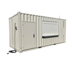20' High Cube Modified Kitchen Container servery roller hatch closed