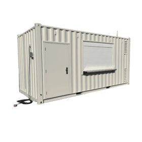 20' High Cube Modified Kitchen Container servery roller hatch closed