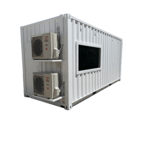 20ft HC Container Server room rear view with AC system diagonal view