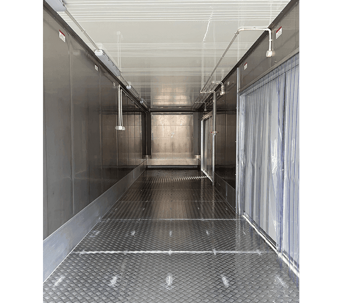 Side-Opening 40ft High Cube Three Phase Refrigerated Container interior view from standard doors