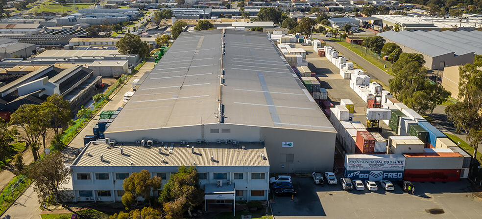 the container refrigeration yard from a drones view
