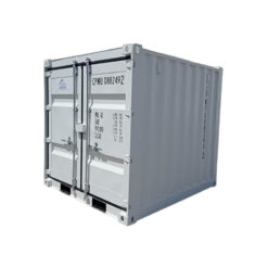 8ft dry white shipping container diagonal front