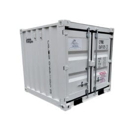 6ft dry white shipping container front diagonal