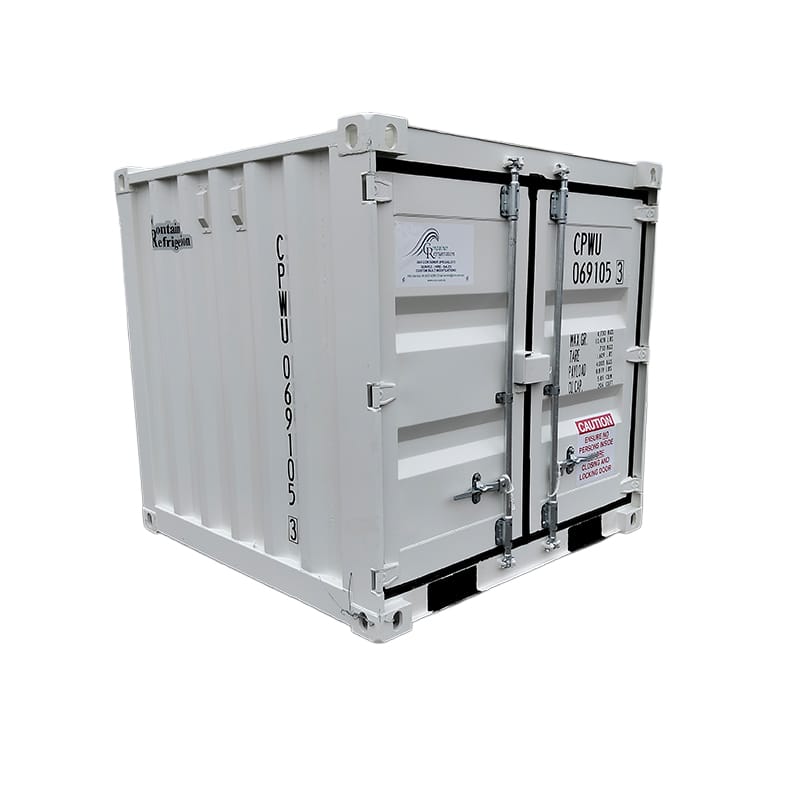 6ft dry white shipping container front diagonal